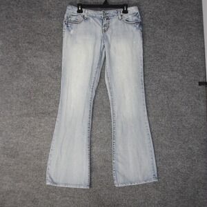 American Eagle Jeans Womens 10 REG Light Blue Flare Low Rise Distressed Denim
